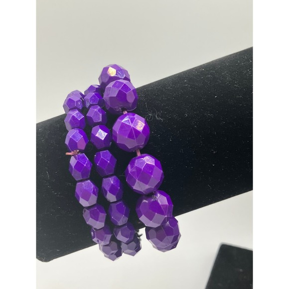 Purple Crystal Beaded Stretch Bracelet 3 Piece Set! - Picture 7 of 9